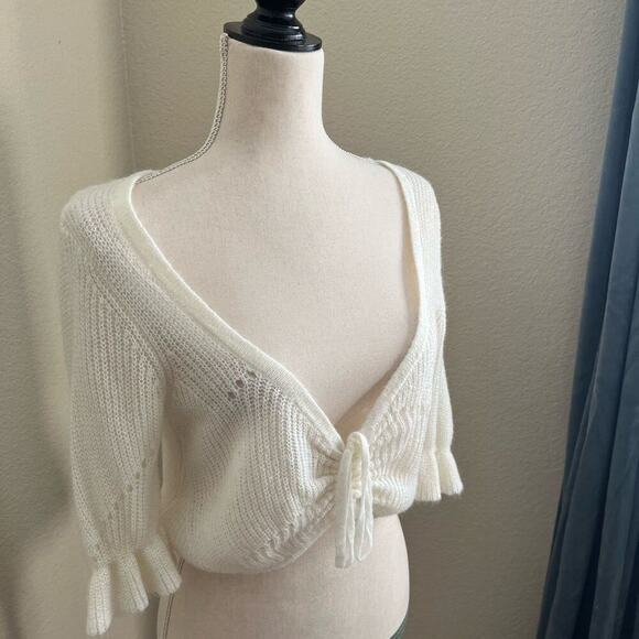 Tularosa Mathilde Cropped Mohair Blend Sweater Cream Ivory Small - Picture 1 of 6